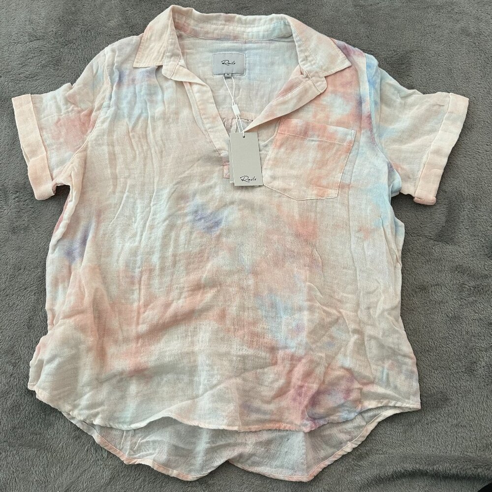 Rails Pastel Tie-Dye Linen Short Sleeve Shirt - Pink, Blue